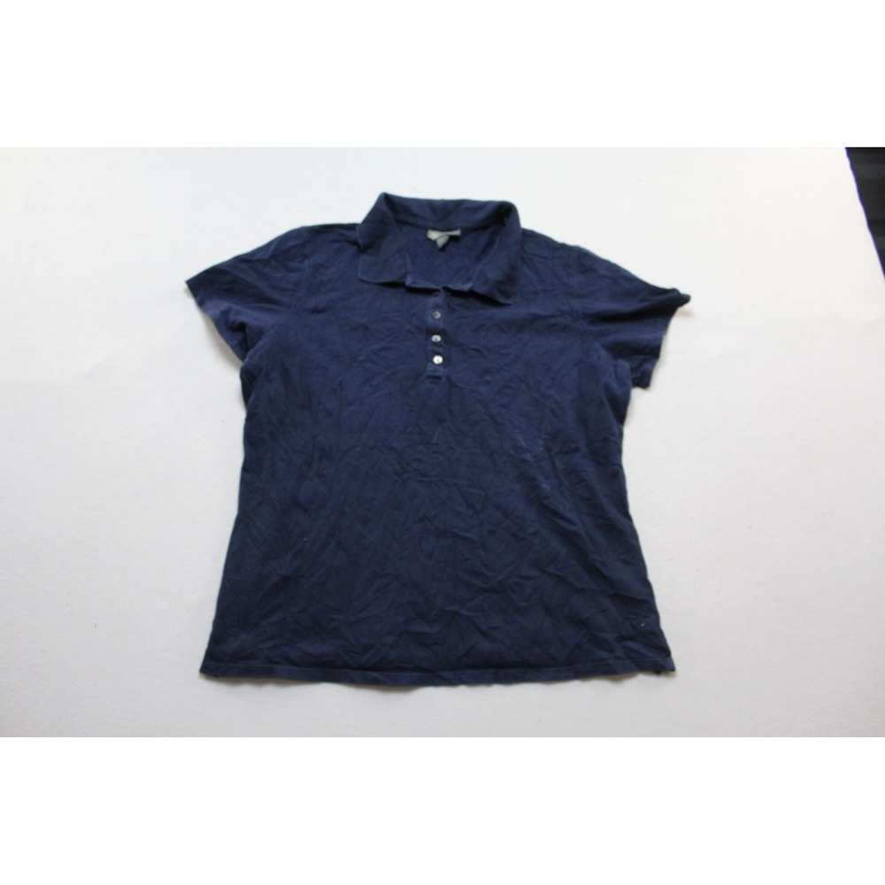 Style & Co Polo Shirt Womens Large Blue Excellent Short Sleeve Pique Knit Top